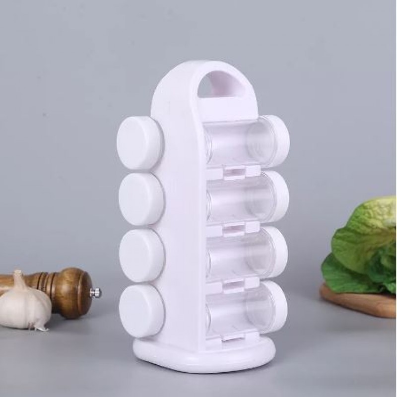 Revolving Spice Rack Organizer With Jars, Kitchen Spice Jars Shelf