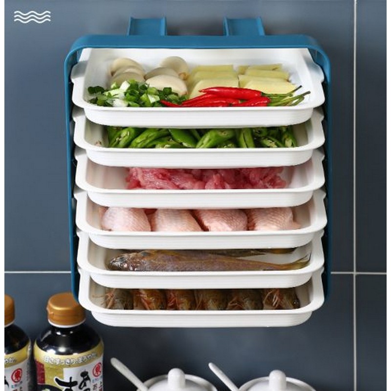 Wall Mounted Dish Organizer 6 Layers Kitchen Rack Fruit Vegetable Storage Wall Holder Hanging Shelves