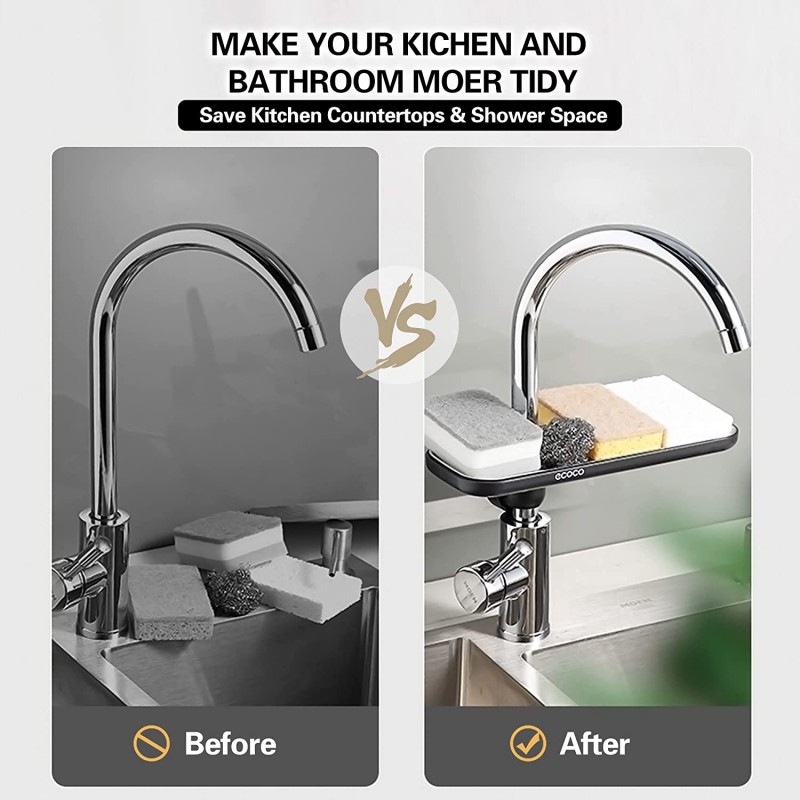 BlackColor Faucet Storage Rack Shower Caddy For Kitchen And Bathroom Stainless Steel
