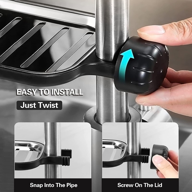 BlackColor Faucet Storage Rack Shower Caddy For Kitchen And Bathroom Stainless Steel