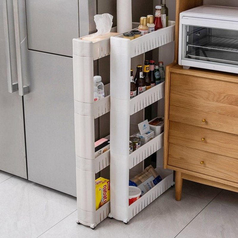 Gap Storage Rack Rolling Trolley With Wheels Mobile Kitchen Household Storage Accessories