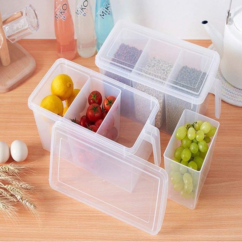 Food Storage Container 3 Boxes With Lid, Multipurpose Basket With Lid