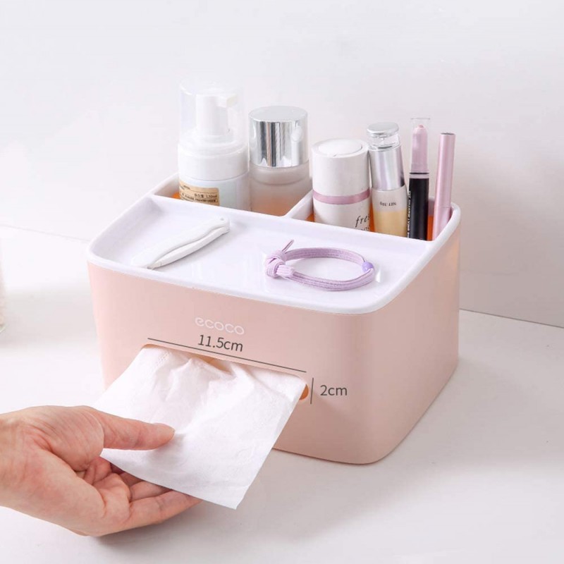 ECOCO Multi-Functional Desk Storage Box Remote Control Case Cosmetic Organizer Holder Suction Paper Tissue Box