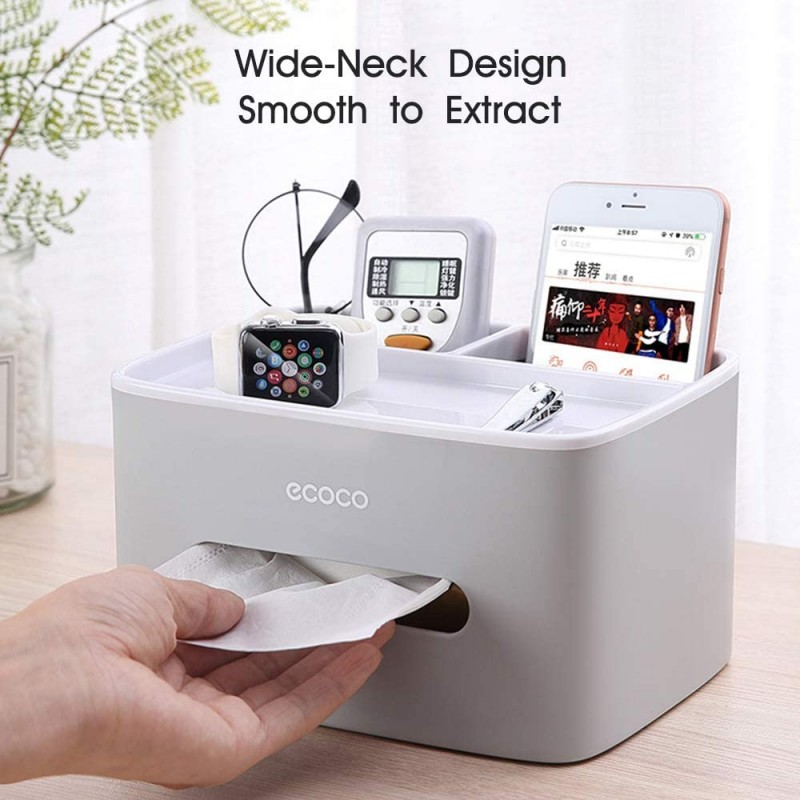 ECOCO Multi-Functional Desk Storage Box Remote Control Case Cosmetic Organizer Holder Suction Paper Tissue Box