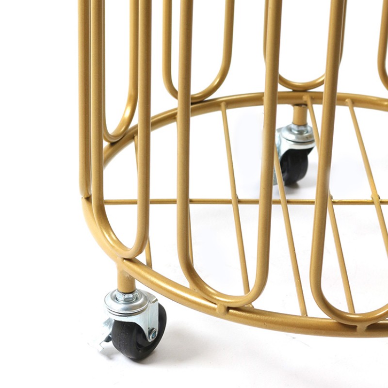 Modern Round Metal Laundry Basket With Wheels 54cm (Gold)