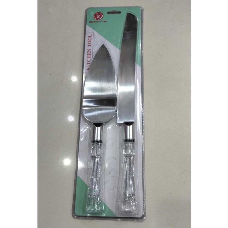 Stainless Steel Cake Knife And Cake Server Set With Acrylic Handle