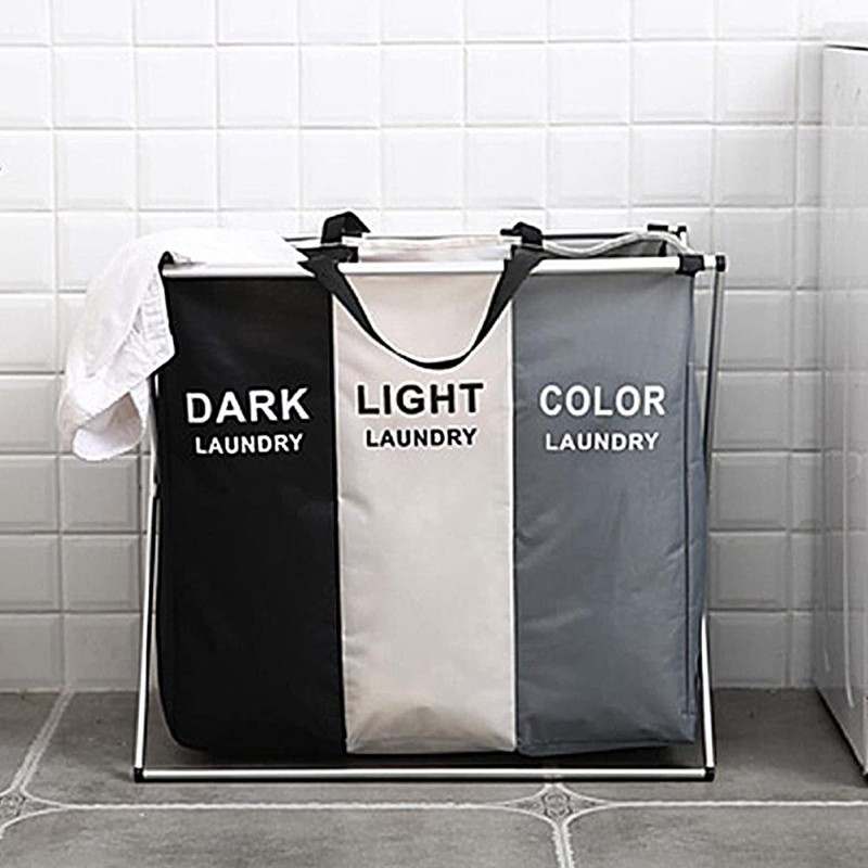 Premium Laundry Hamper, Storage Basket Laundry Basket With 3 Compartments Fabric