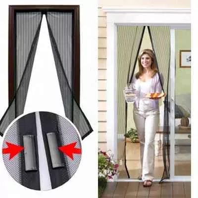 Magic Mesh Deluxe- Hands Free Magnetic Screen Door, Mesh Curtain Keeps Bugs Out,