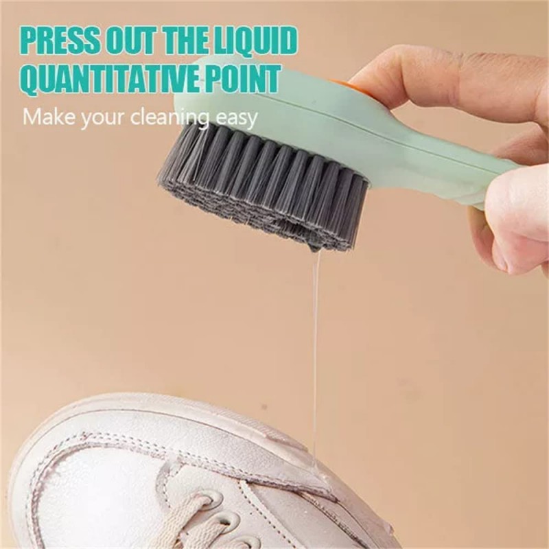 Multifunctional Press Type Soft Bristle Shoe Cleaning Brush