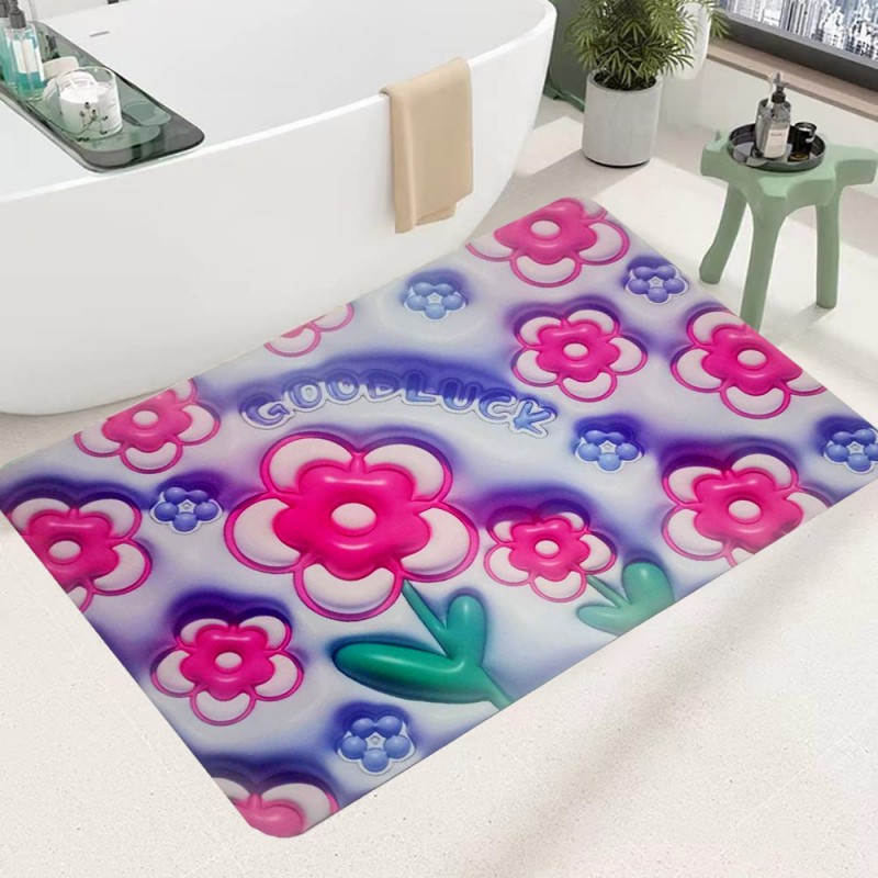 3D Flower Bathroom Rugs Non Slip Bath Mat, Quick-Drying Bathroom Mats Cute Extra Soft Absorbent