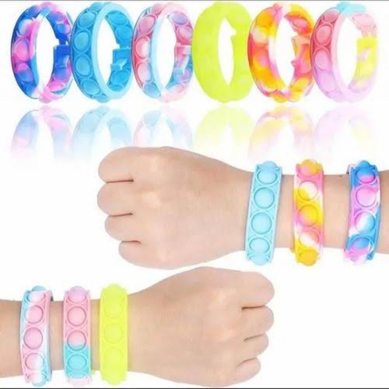 Pack of 5 Popit Wrist Bands Custom Colorful Silicon Wristband Push Bubble Pop Fidget
