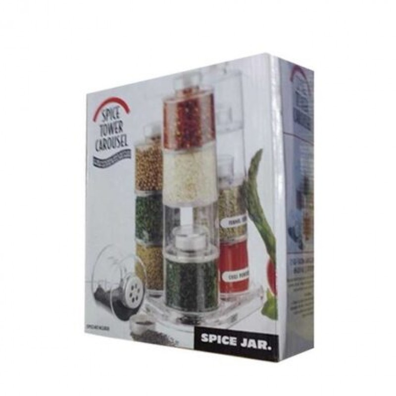 12-Bottle Spice Tower Carousel Transparent