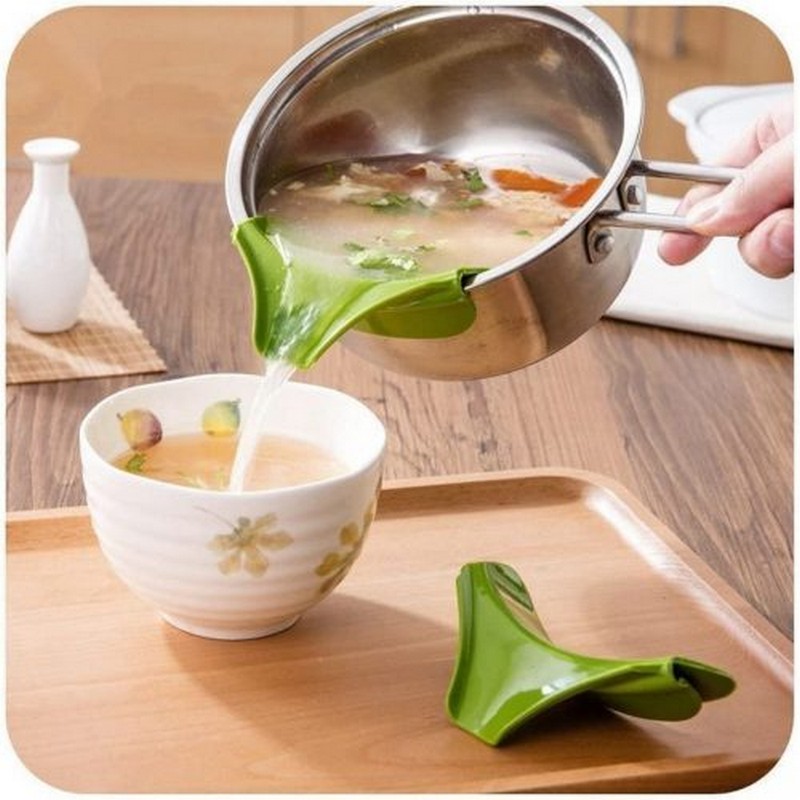 Silicone Pot Pour Funnel Nozzle Slip On Soup Spout Funnel For Pots Pans And Bowls