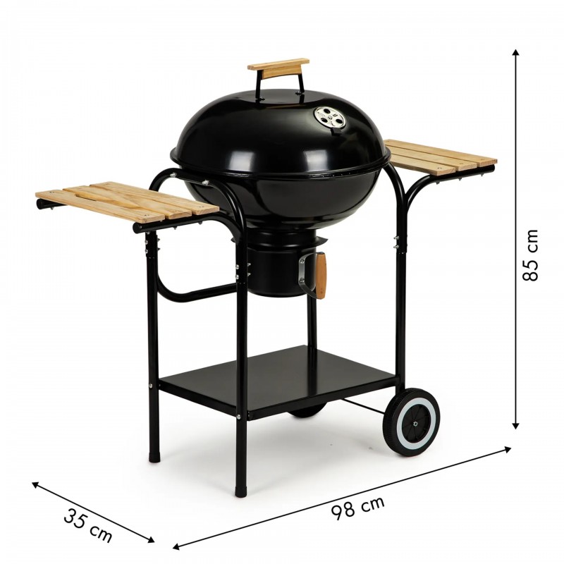 New Charcoal Kettle BBQ Grill, Working Table Barbecue Grill For Outdoor Use