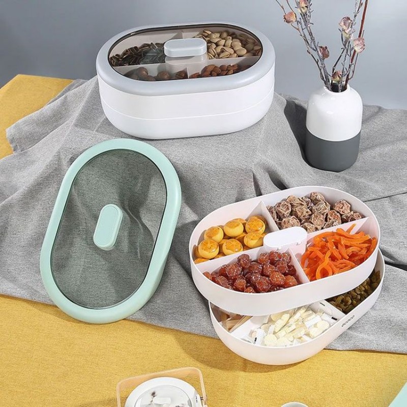 New Dust-Proof Dry Fruit Tray, Candy Snack Box With Rotary Phone Holder