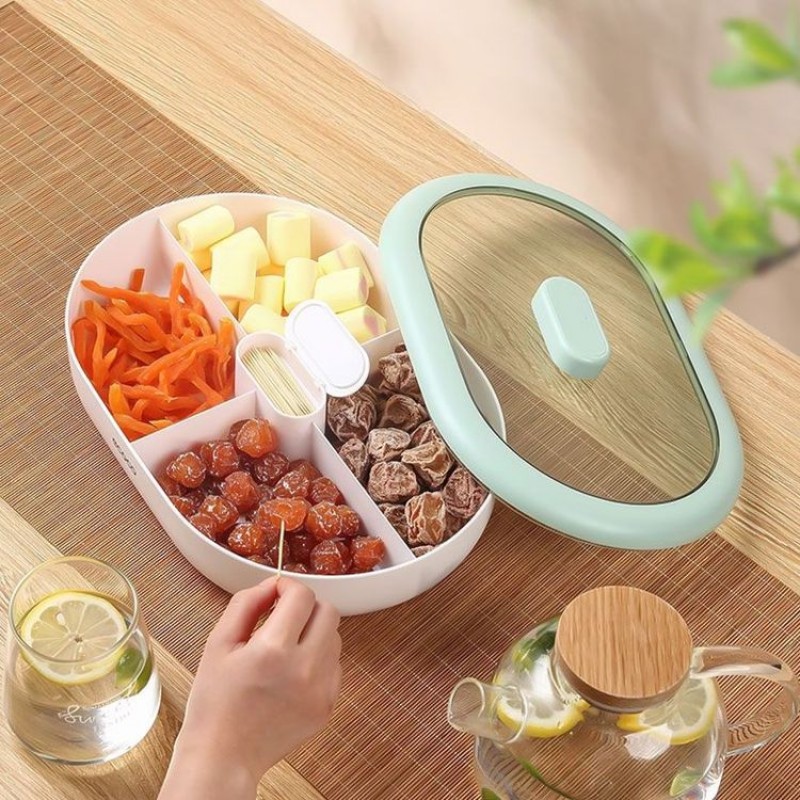 New Dust-Proof Dry Fruit Tray, Candy Snack Box With Rotary Phone Holder