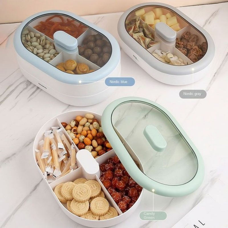 New Dust-Proof Dry Fruit Tray, Candy Snack Box With Rotary Phone Holder