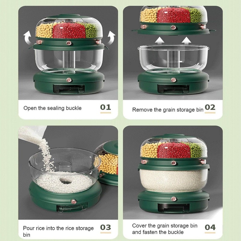 New Rotatable Rice Dispenser Container, Household Grain Dispenser