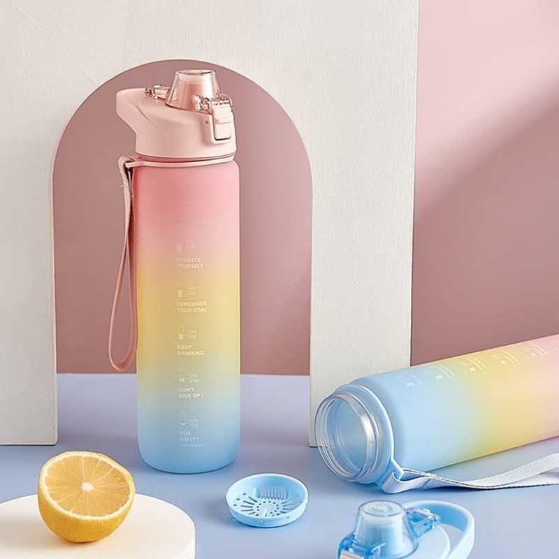 1100ml Sports Water Bottle With Time Marker, Leak Proof