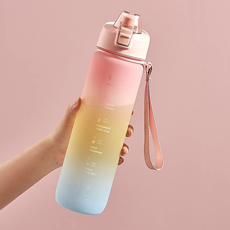 1100ml Sports Water Bottle With Time Marker, Leak Proof