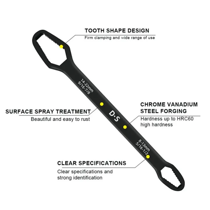 Double-head Self-tightening Universal Wrench 8-22mm