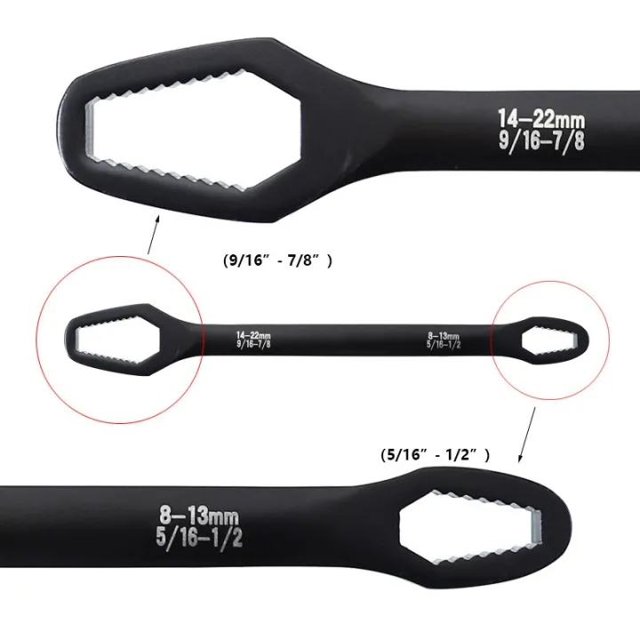 Double-head Self-tightening Universal Wrench 8-22mm