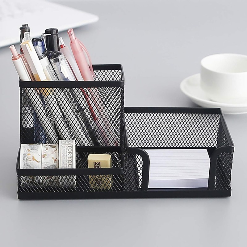 Metal Mesh Desk Supply Organizer Caddy Pen Holder Desktop Storage Organizer