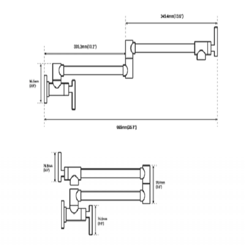 Pot Filler Kitchen Faucet Double-Handle Wall Mount