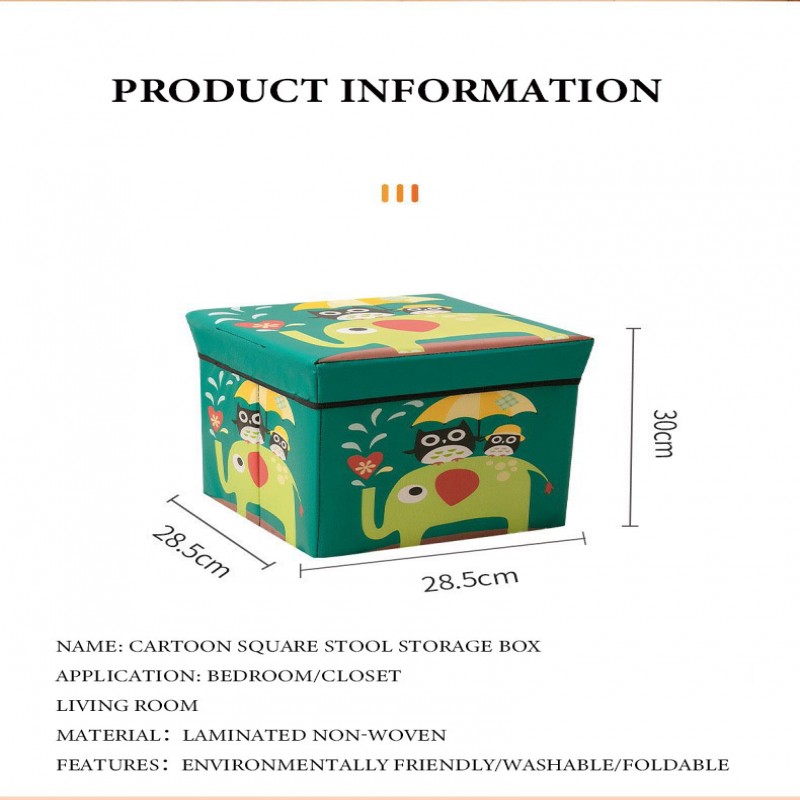 New Kids Storage Footstool Small Bench Foot Rest Stool Cartoon Character Folding Seat Chest Cube