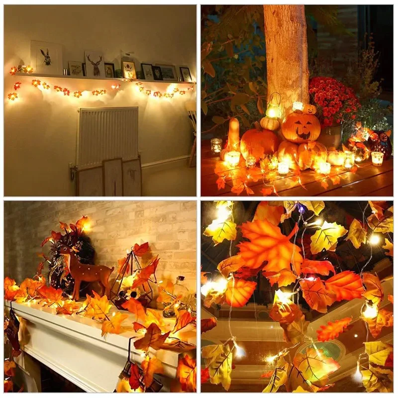 Led Maple Leaf Light String Battery Operated
