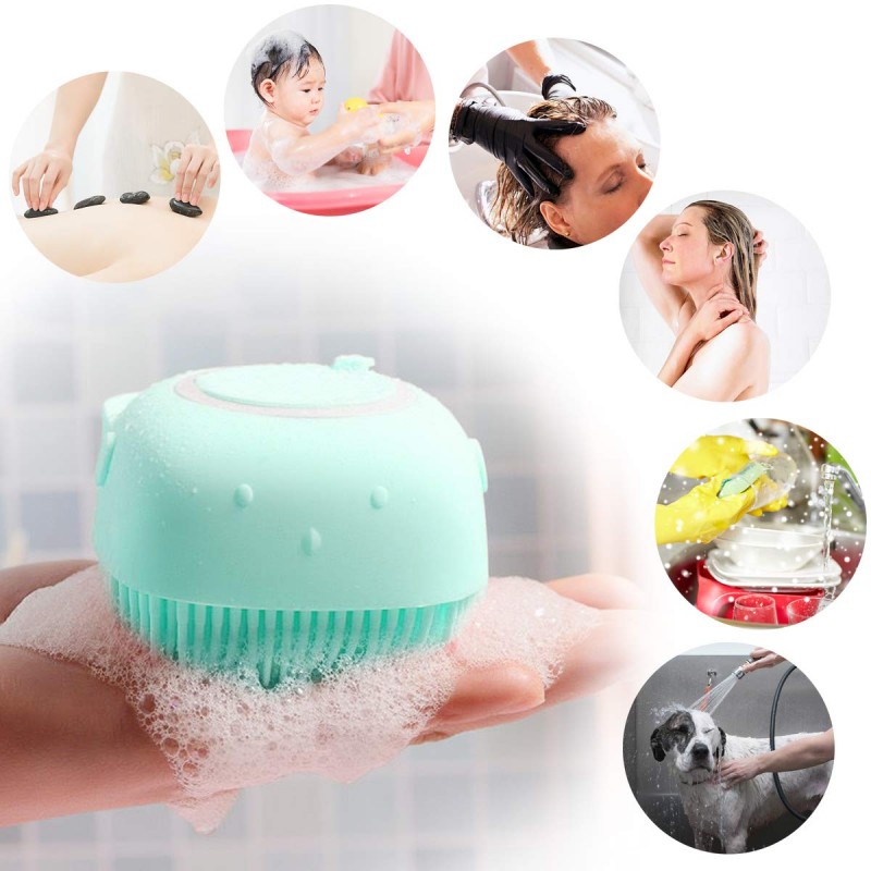 Silicone Bath And Body Shower Brush With Soap Dispenser
