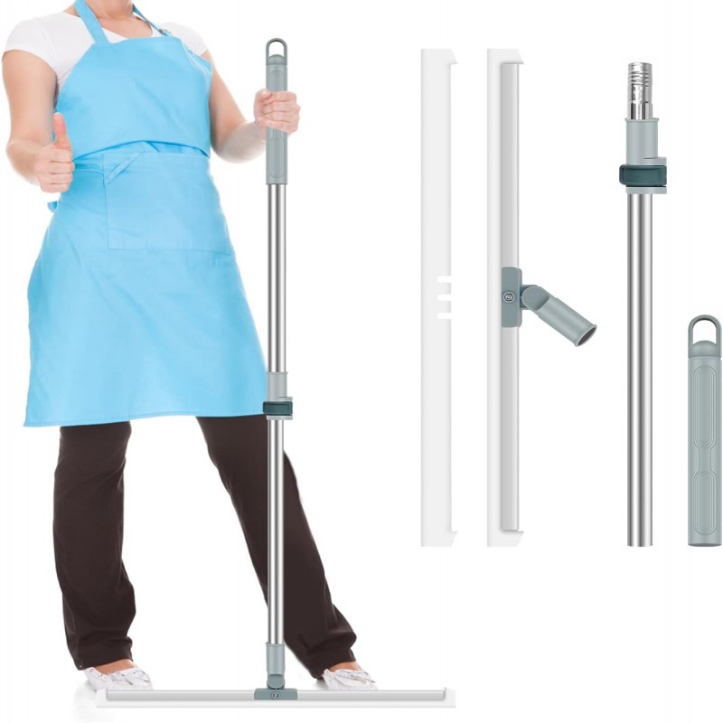 Multifunctional Floor Squeegee Broom Detachable ,Window 180° Rotatable Silicone Squeegee Scrubber