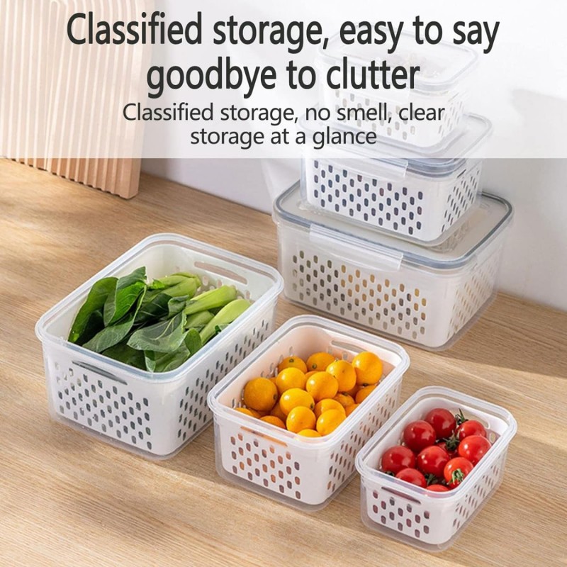 3 In 1 Organizer For Fruit Salad Meat Storage Container For Refrigerator