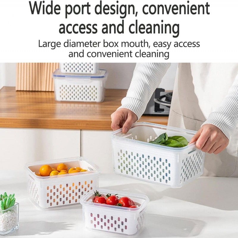 3 In 1 Organizer For Fruit Salad Meat Storage Container For Refrigerator