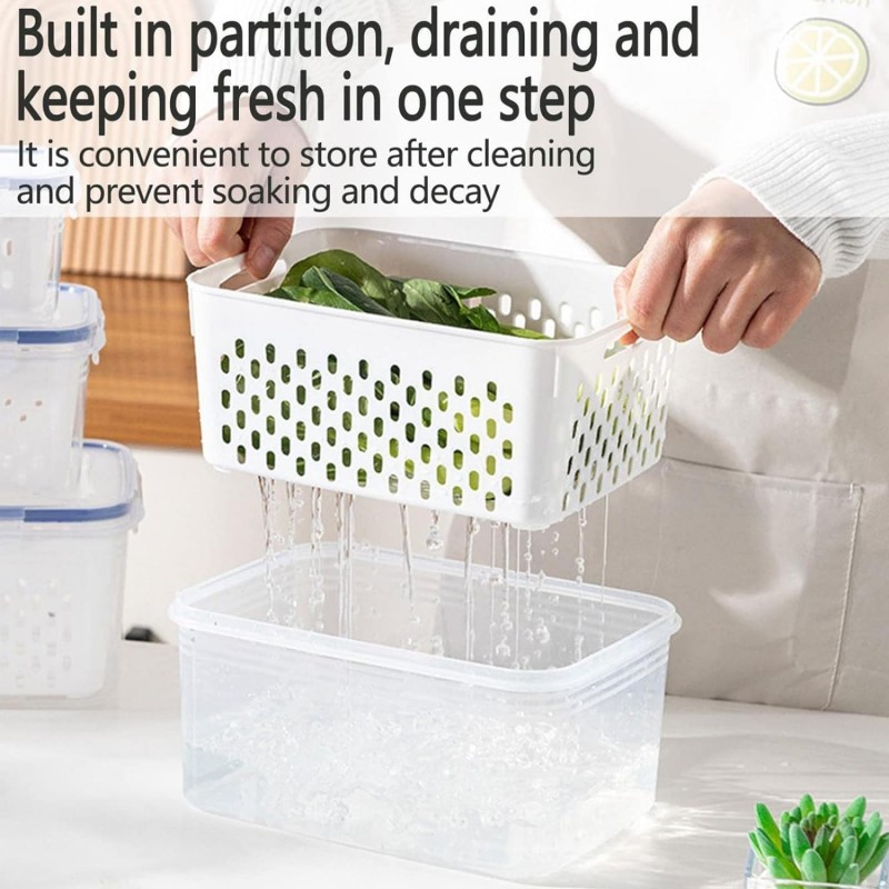 3 In 1 Organizer For Fruit Salad Meat Storage Container For Refrigerator
