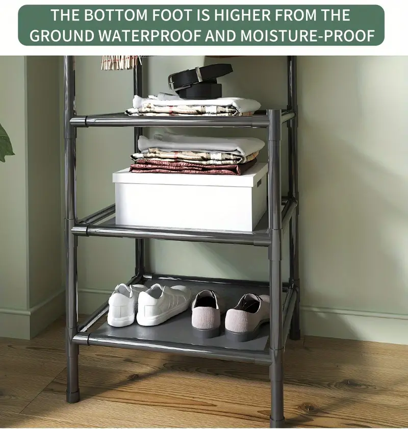 1pc Corner Coat Rack, Free Standing Coat Rack 3 Layers Storage Shelves And 4 Double Hooks
