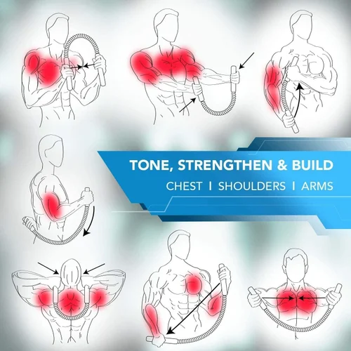 Power Twister Spring Forearm Blaster Bar,Chest Exerciser for Bicep,Arm,Shoulder Builder - Home Workout Strength Training Equipment