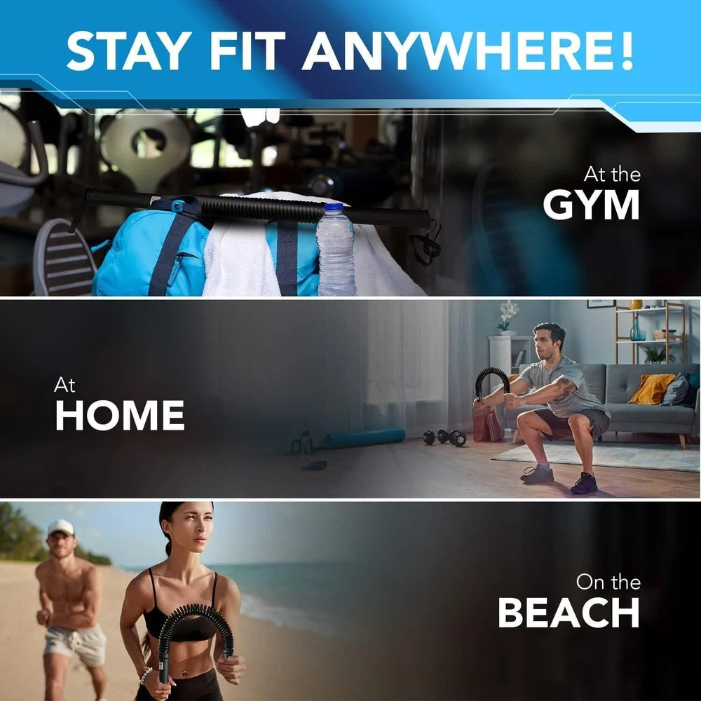 Power Twister Spring Forearm Blaster Bar,Chest Exerciser for Bicep,Arm,Shoulder Builder - Home Workout Strength Training Equipment