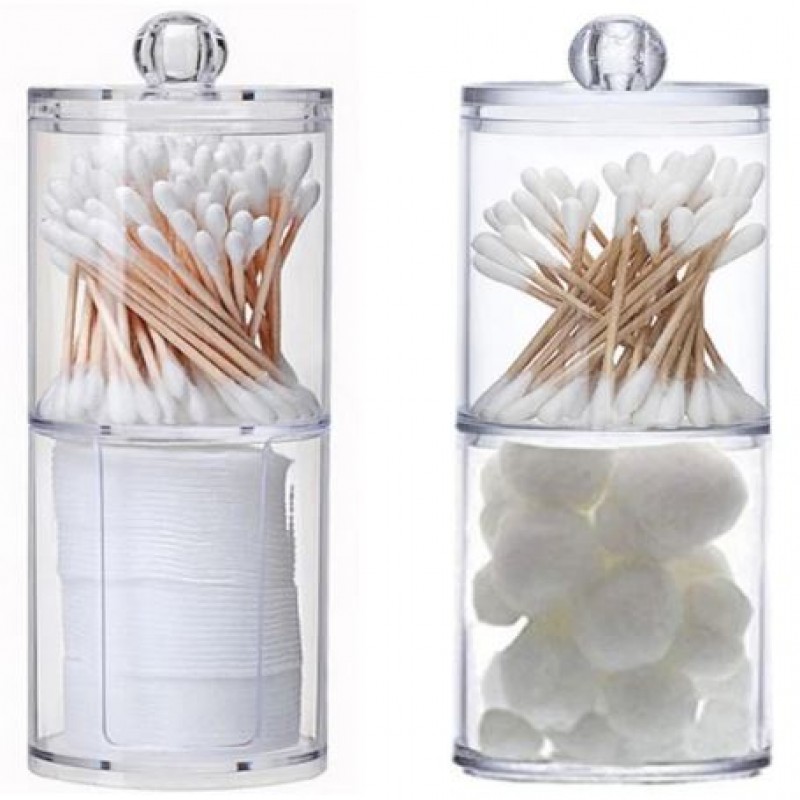 New Two-Layer Acrylic Cotton & Pad Box Organizer