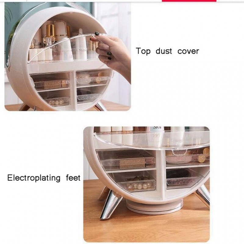 LED Cosmetic Storage Box, Dressing Table Storage Cosmetic Storage Box (White)