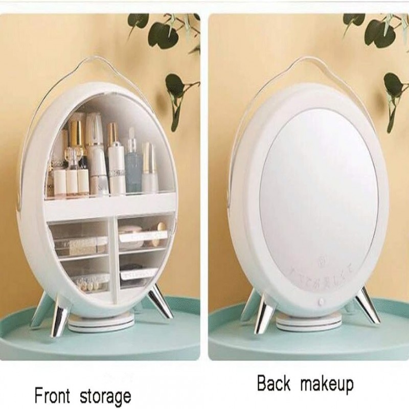 LED Cosmetic Storage Box, Dressing Table Storage Cosmetic Storage Box (White)
