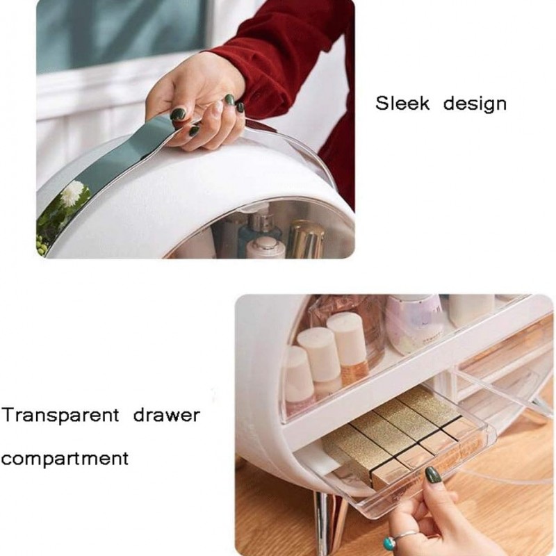 LED Cosmetic Storage Box, Dressing Table Storage Cosmetic Storage Box (White)