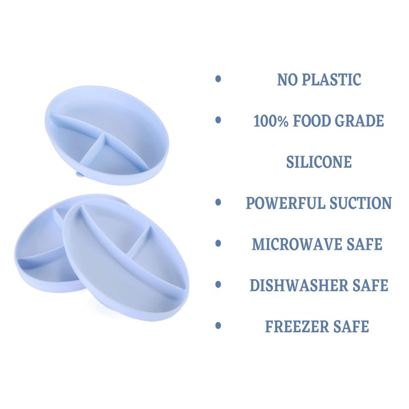 Silicone Suction Plates For Baby, Kids And Baby Divided Plate For Food, Baby Food Plate