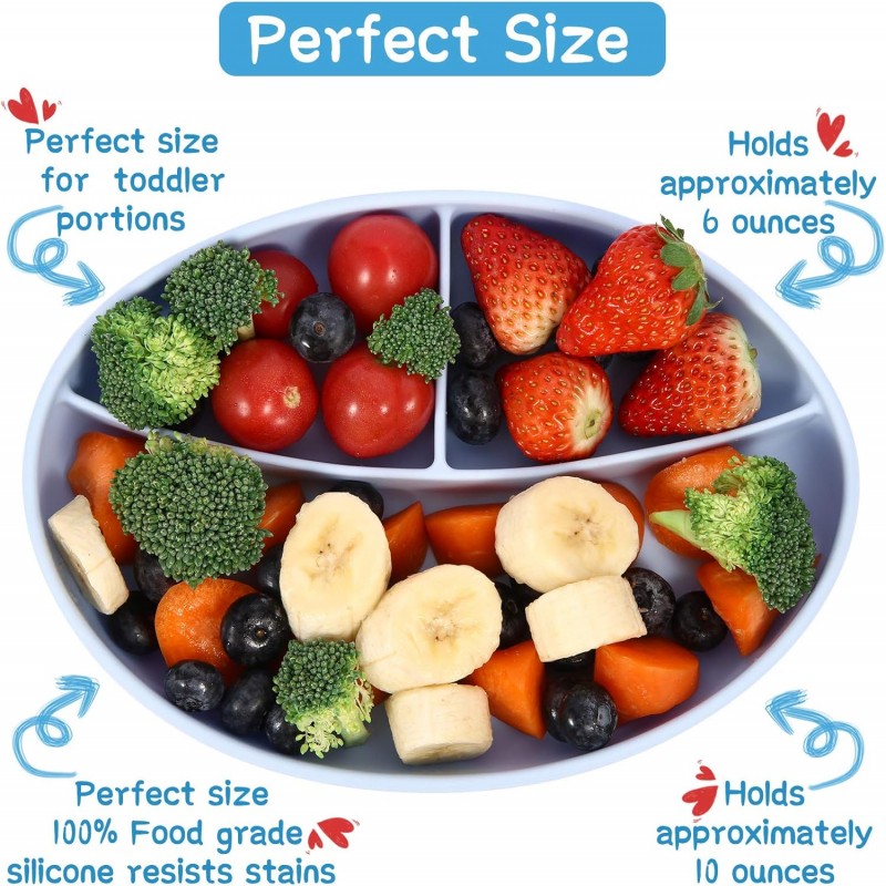 Silicone Suction Plates For Baby, Kids And Baby Divided Plate For Food, Baby Food Plate