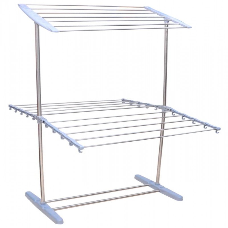 Multi-Functional 2 Layer Stainless Steel Foldable Cloth Dryer Stand Rack