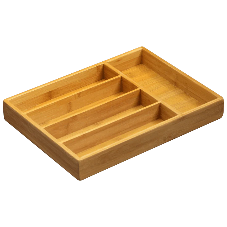 Five Compartment Bamboo Cutlery Tray