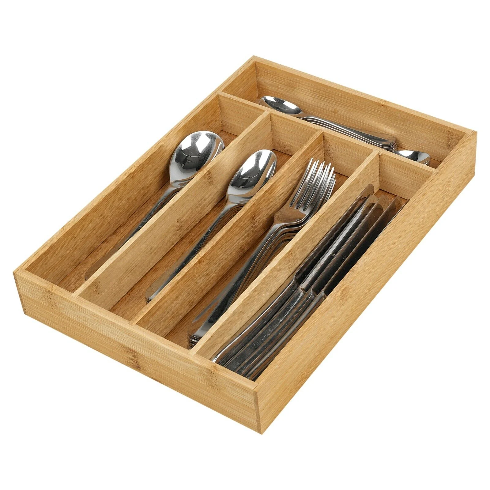 Five Compartment Bamboo Cutlery Tray