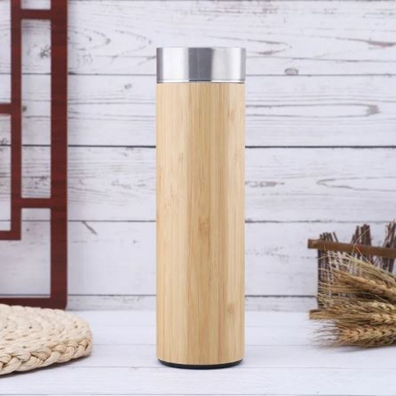 500Ml Travel Bamboo Vacuum Flask With Tea Strainer