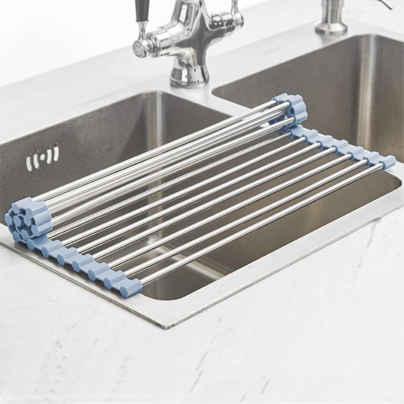 Roll Up Dish Drying Rack Sink Stainless Steel