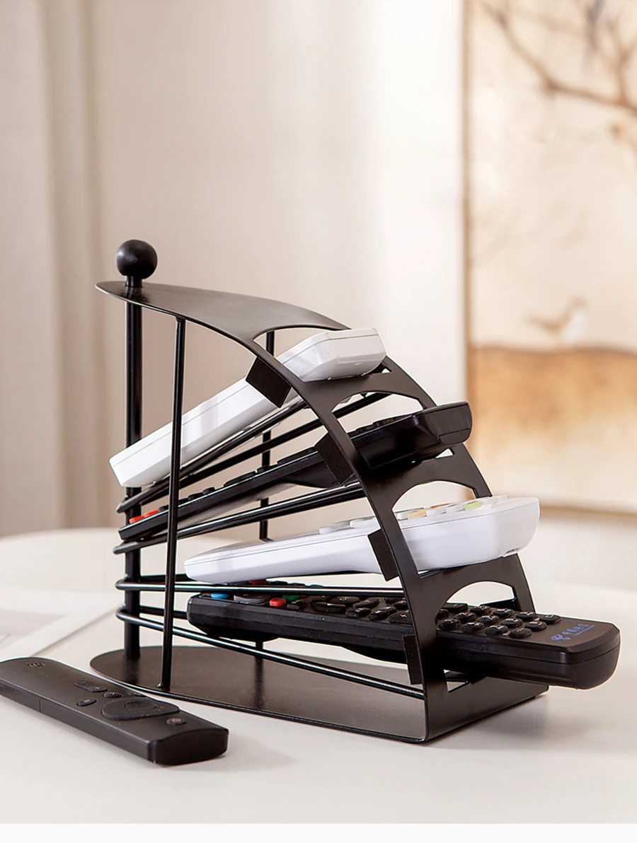 Modern Living Room Desktop Remote Control Organizer Iron Shelf